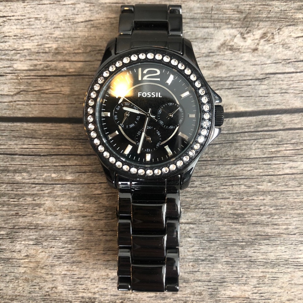 Fossil black ceramic watch